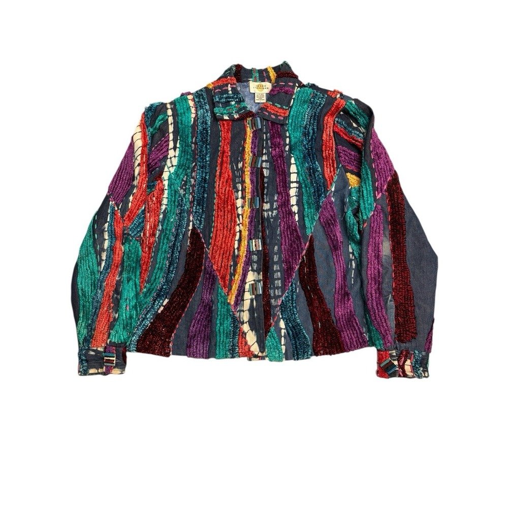 Vintage Sandy Starkman Coogi Style Chenille Wearable Art Multicolor Women's L